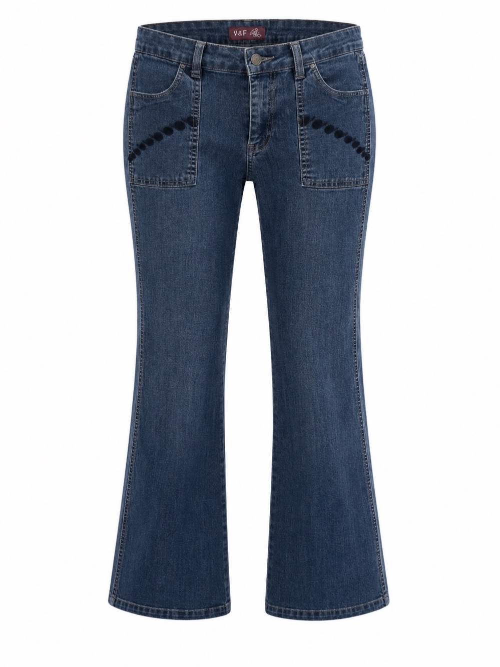Vintage Y&F Womens High-Waisted Denim Jeans Size 11/12 With Embroidered Details